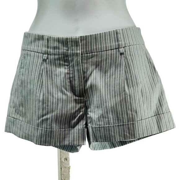 BCBG MAXAZRIA  Women's Shorts Symone Linen Blend Cuffed White Blue Striped Size - Picture 1 of 9